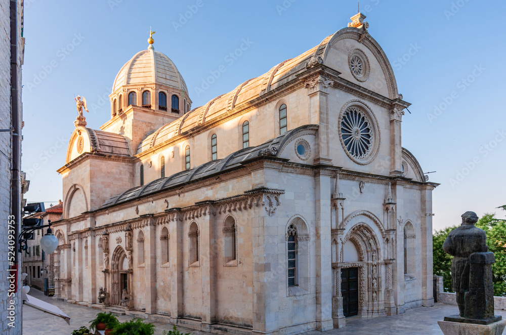 Catholic Cathedral in Sibenik city, Croatia, cityscape