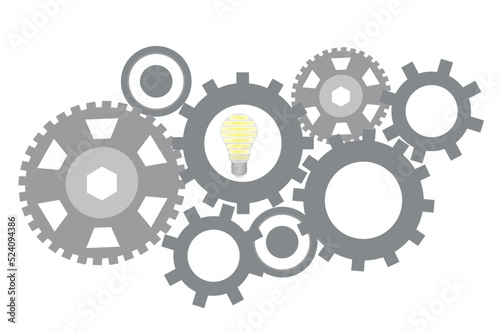 Idea concept. Bulb in machinery. vector