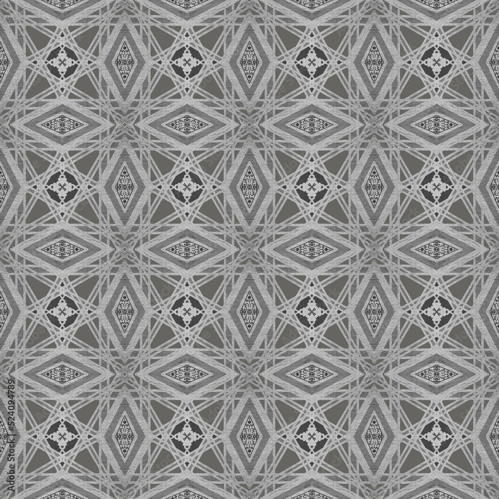 Wallpaper in the style of Baroque. Abstract ethnic ikat pattern. Geometric art deco texture. Design for background, wallpaper, illustration, fabric, clothing, batik, carpet, embroidery.