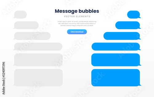 Message smartphone template. Mobile chatting sms app template bubbles. Message bubbles chat on smartphone icons. Phone chatting sms template bubbles. Isolated smartphone m