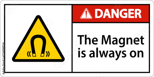 Danger magnet is always sign on white background