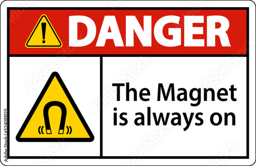 Danger magnet is always sign on white background