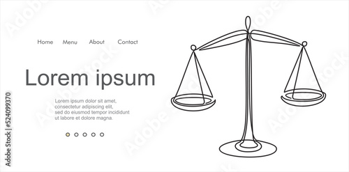 continuous one line vector drawing of scales. Line art. Illustration with quote template. 