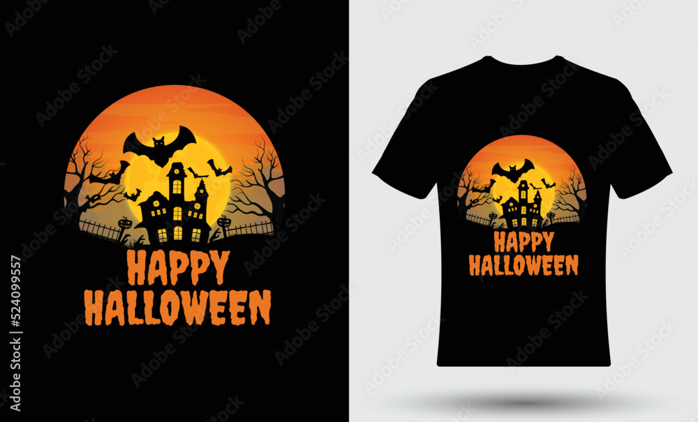 Happy halloween background concept with t shirt design