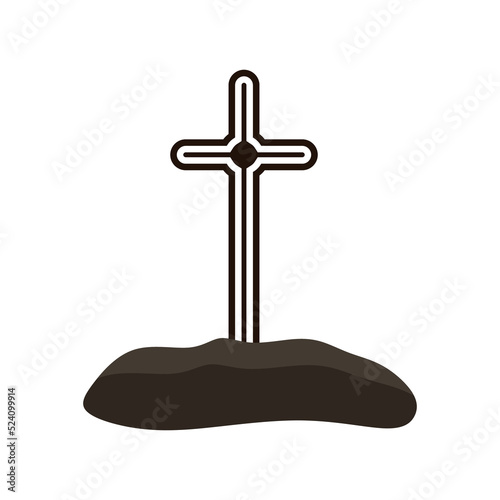 Grave, headstone vector illustration. Cross