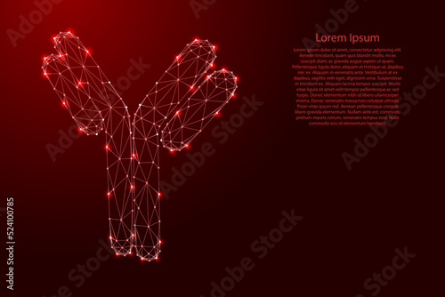 Antibody immunoglobulin coronavirus vaccine result from futuristic polygonal red lines and glowing stars for banner, poster, greeting card. Vector illustration.