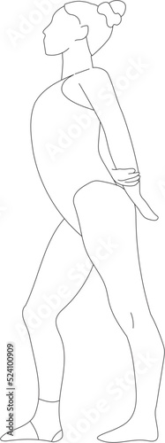 Gymnastic human figure sketch. Vector sport silhouette. 
