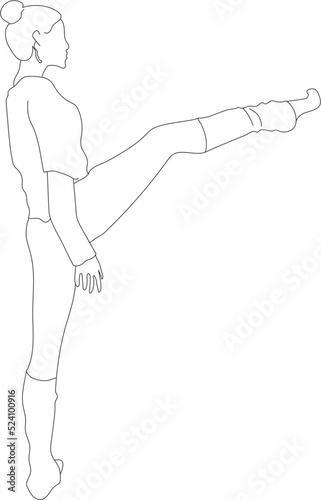 Human figure stretching. Vector gym silhouette in line art. 