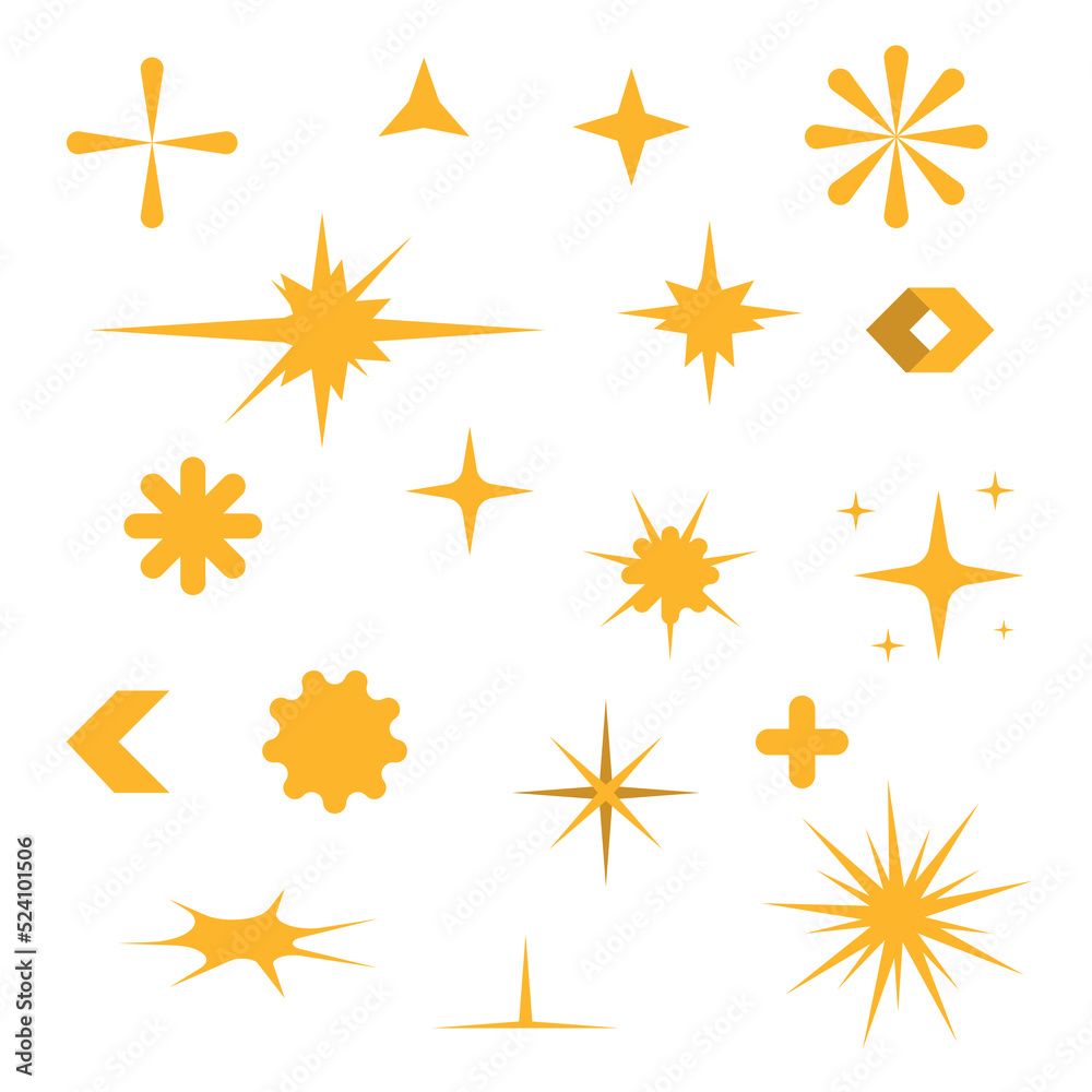 Minimal star shapes. Set of minimal icons in colors