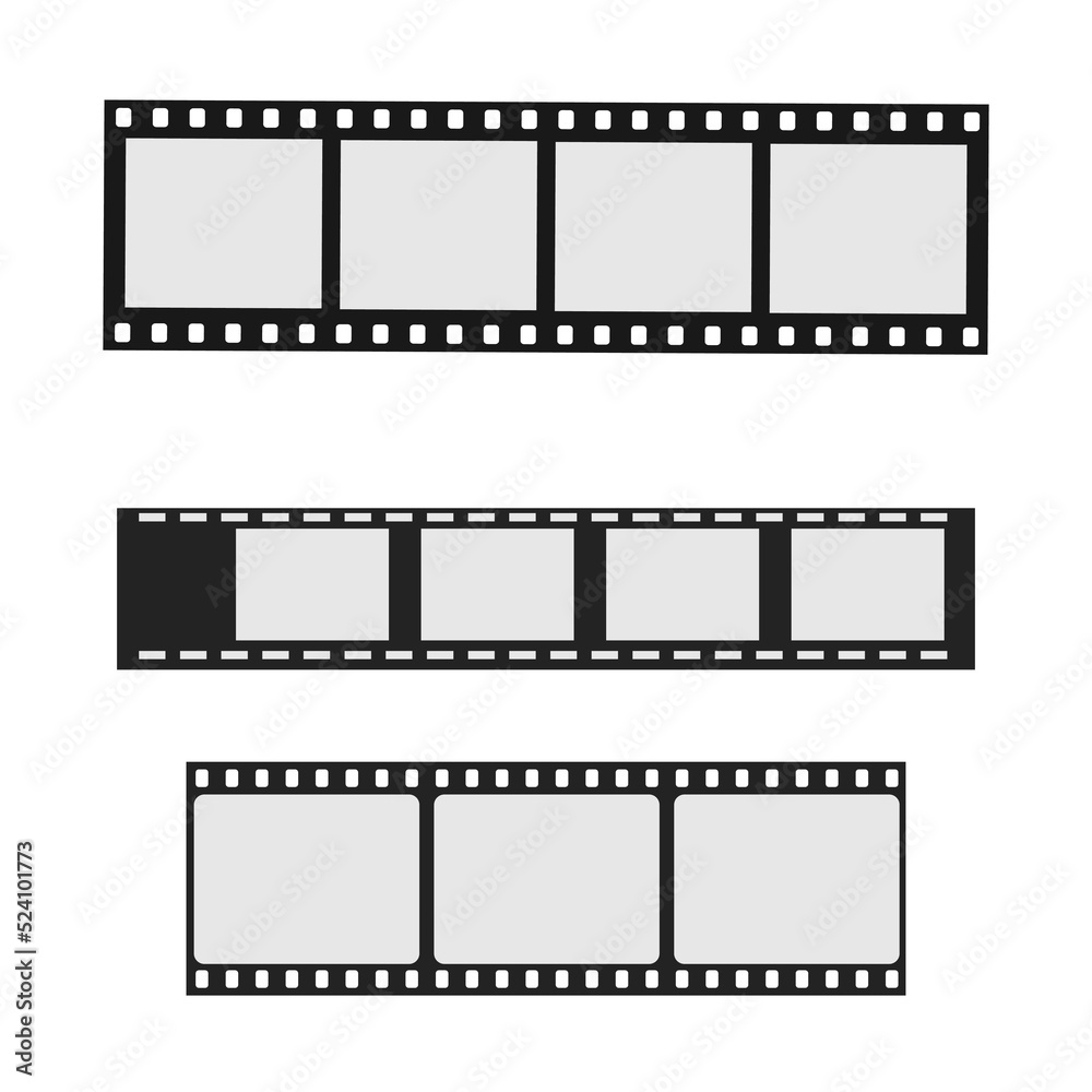 3 Set film strip illustration Vector eps, Movie film.