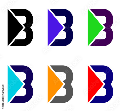 Letter B, uppercase letter B logo icon, abstract geometric flat character shape. Editable preset for logo design.