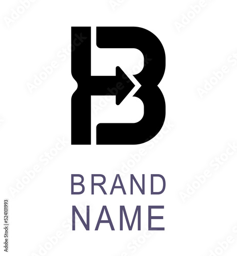Letter B, uppercase letter B logo icon, abstract geometric flat character shape. Editable preset for logo design.