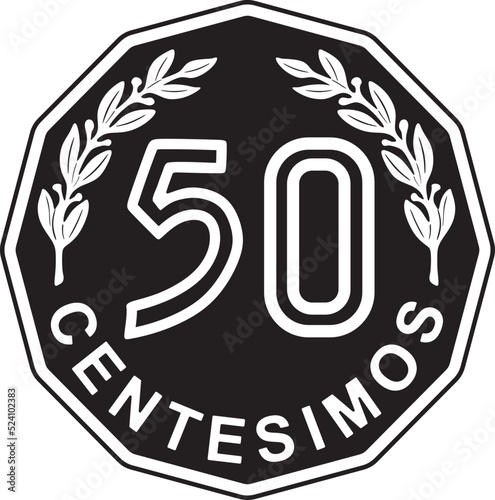 uruguai 50 cent coin handmade vector design