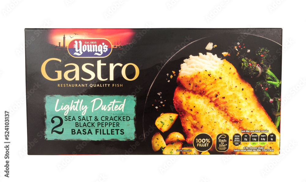 Youngs gastro lightly dusted sea salt and black pepper frozen basa fish