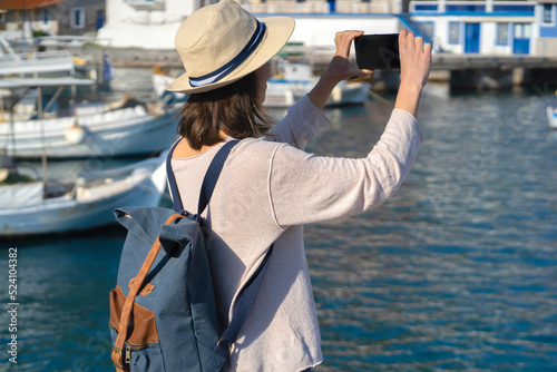 Girl takes a beautiful photo during her travel.