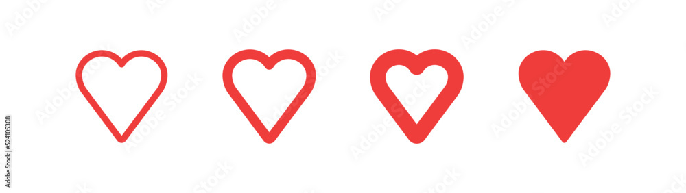 Heart vector icons. Set of love symbols. Isolated pictograms. Valentine's day design elements.