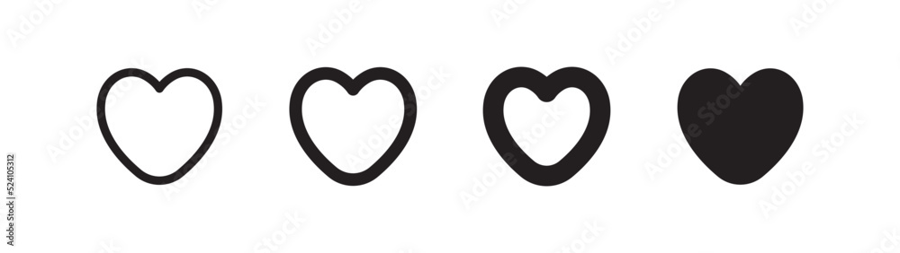 Heart vector icons. Set of love symbols. Isolated pictograms. Valentine's day design elements.