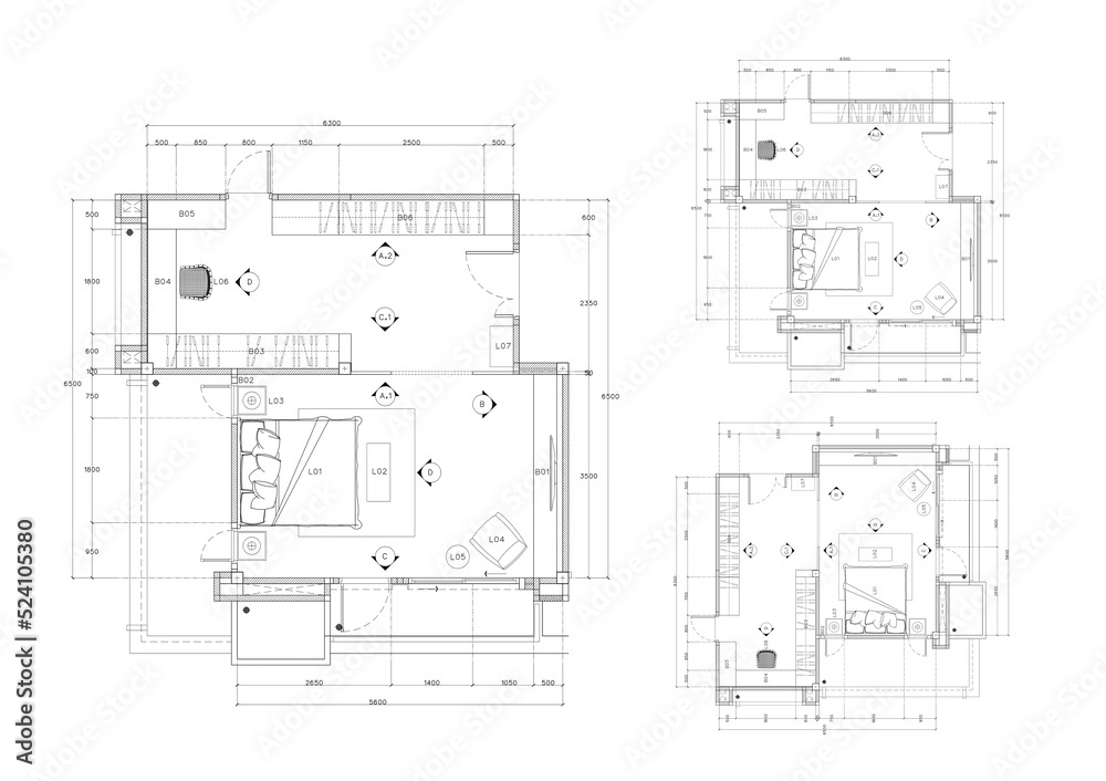 Floor plan designed building on the drawing. Floor plan designed building on the drawing.