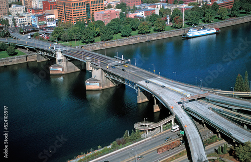 Morrison Street Bridge over the Willamette River in Portland Oregon photo