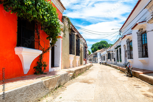 street view of santa cruz de mompox colonial town in colombia photo