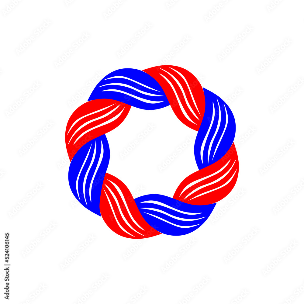 Round rope icon in red and blue color. Rope symbol with a white ...