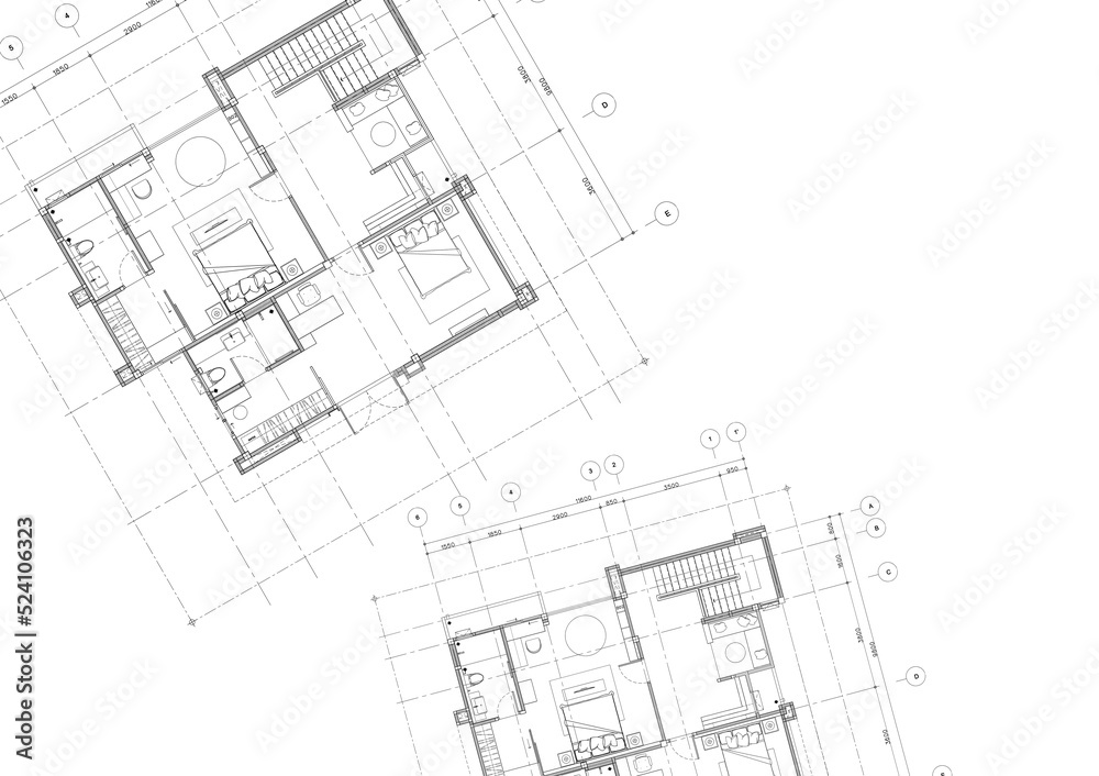 Floor plan designed building on the drawing.
Floor plan designed building on the drawing.