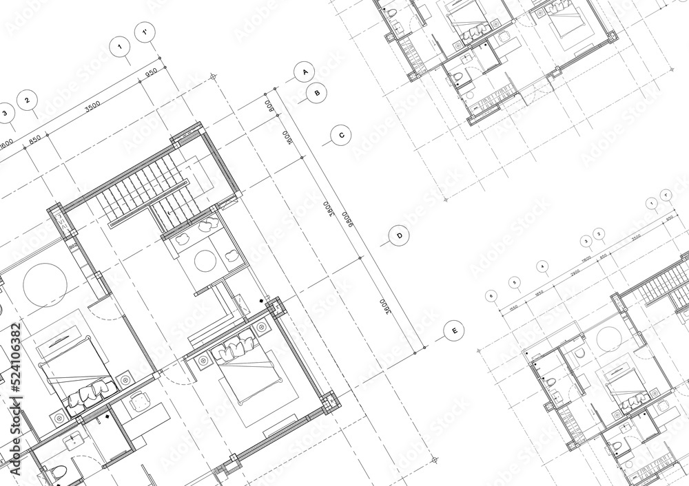 Floor plan designed building on the drawing.
