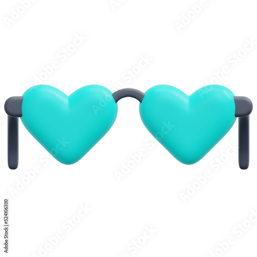 heart glasses 3d render icon illustration