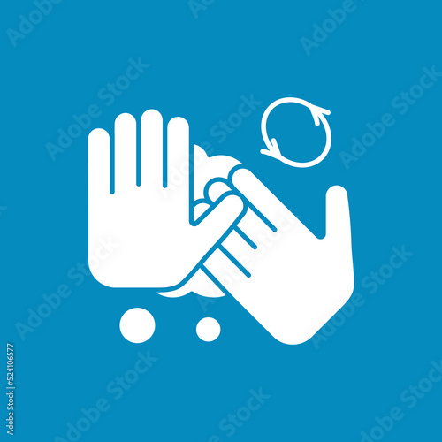 Regulations glyph icon. Rules of correct hand washing. Circular motion for fingers washing. Hygiena concept. Filled flat sign. Isolated silhouette vector illustration