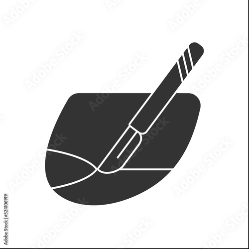  Scalpel glyph icon. Small knife for surgeon. Medical devices concept. Filled flat sign. Isolated silhouette vector illustration