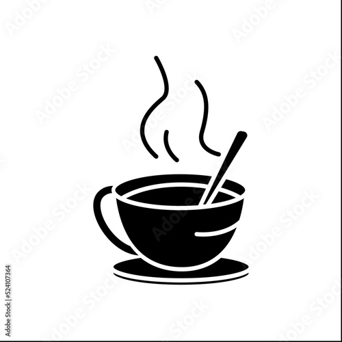 Aroma drink glyph icon. Hot drink in teacup. Tea party. Tea and coffee preparation concept. Filled flat sign. Isolated silhouette vector illustration