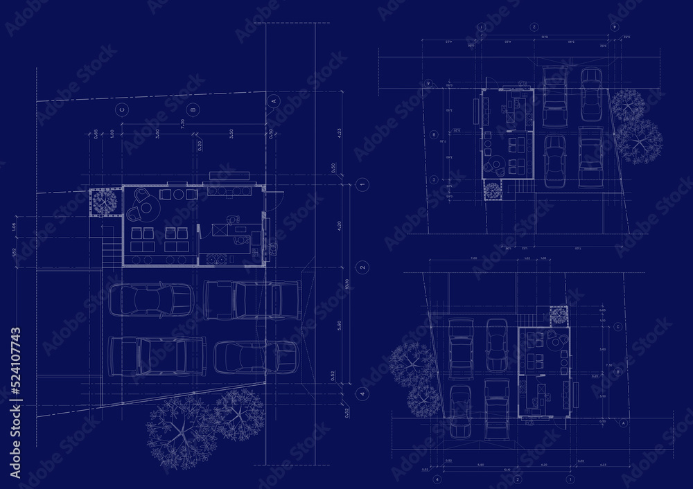 Fototapeta premium Write a blueprint architecture for building.