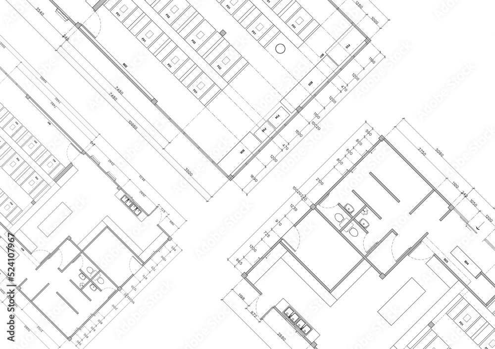 Floor plan designed building on the drawing. Floor plan designed building on the drawing.
