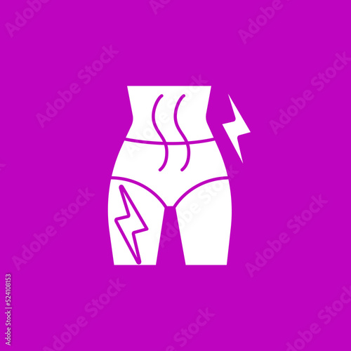 Premenstrual syndrome glyph icon. Pain in stomach. Uterus ready for menstruation. Menstruation concept. Filled flat sign. Isolated silhouette vector illustration