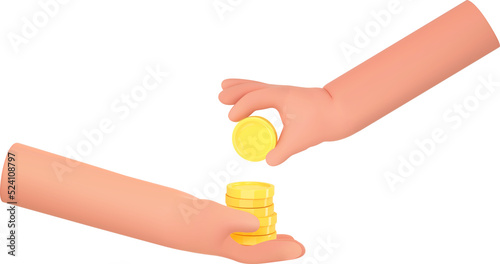 Slika na platnu 3d hand give gold money or hand take money