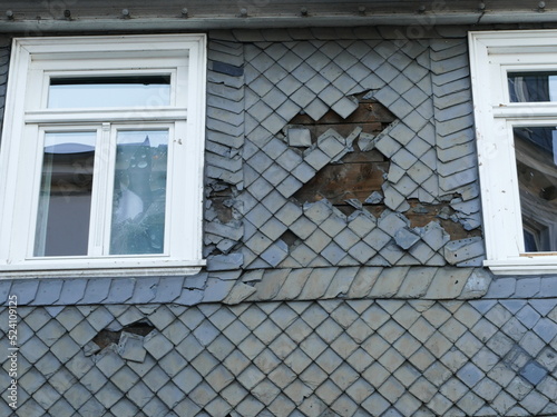 May 2022 a tornado caused severe damage in Lippstadt, North Rhine-Westphalia, Germany, where the storm tore off the slate shingles on a house