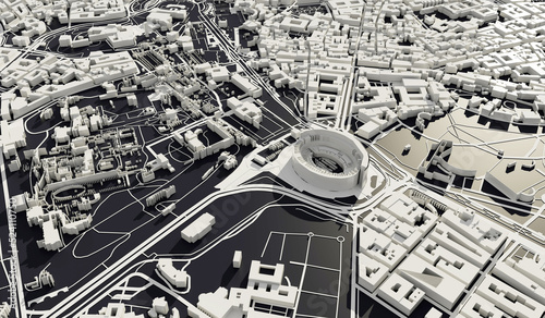 Photography Rome, Italy city map aerial view. minimal design. 3D Rendering