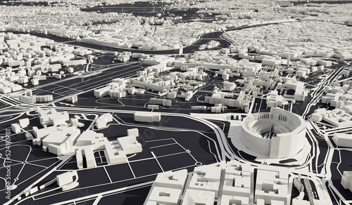 Photography Rome, Italy city map aerial view. minimal design. 3D Rendering