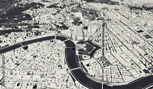 Photography Rome, Italy city map aerial view. minimal design. 3D Rendering