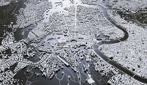 Photography Rome, Italy city map aerial view. minimal design. 3D Rendering