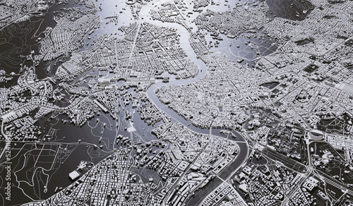 Canvas Print Rome, Italy city map aerial view. minimal design. 3D Rendering