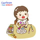 Cartoon Cute Thai Students Character Vector