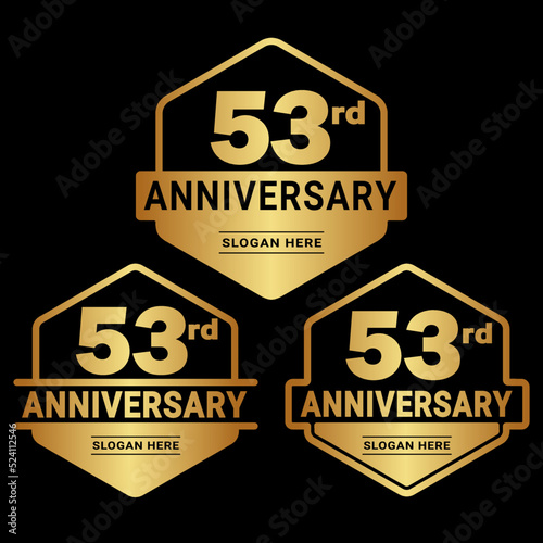 53 years anniversary celebration logotype. 53rd anniversary logo collection. Set of anniversary design template. Vector and illustration. 