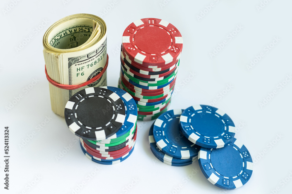 Dice and chips on cahe, casino jackpot. Gambling concept. Dice and chips on cahe, casino jackpot. Gambling concept.