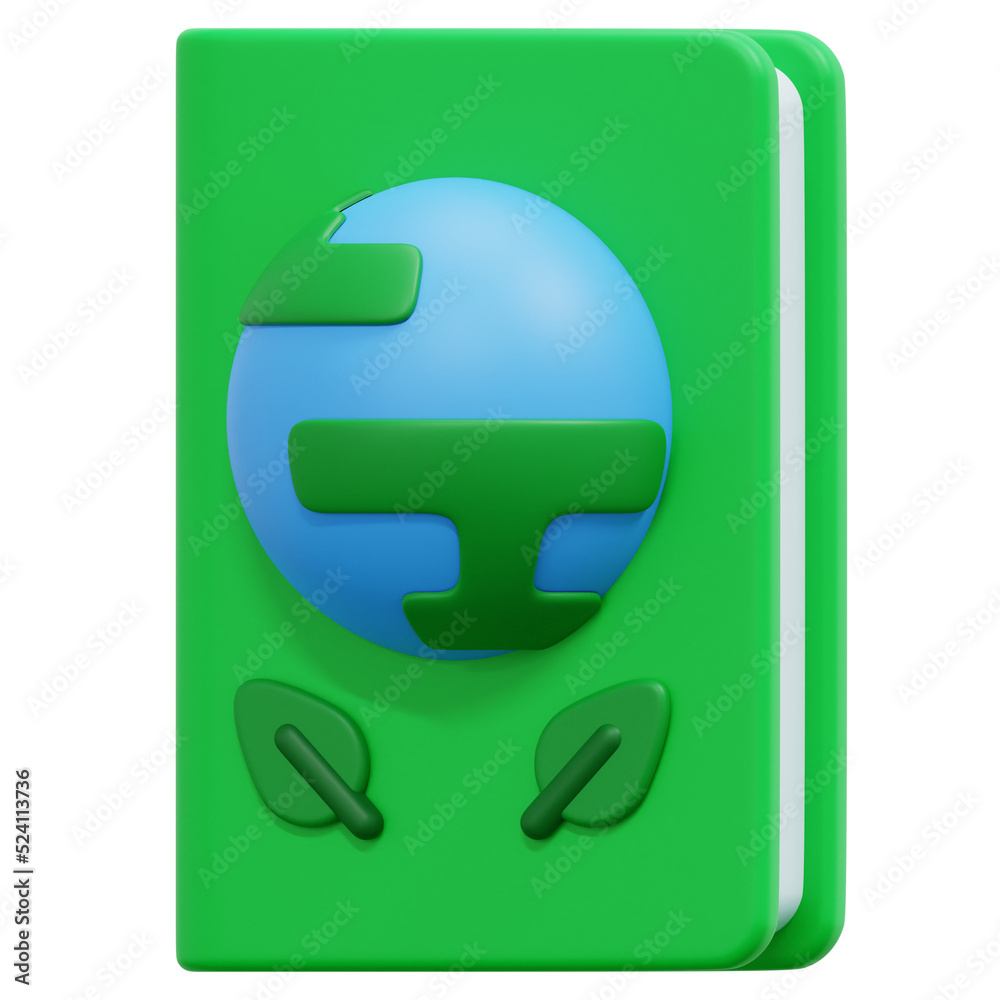 ecology book 3d render icon illustration ecology book 3d render icon illustration