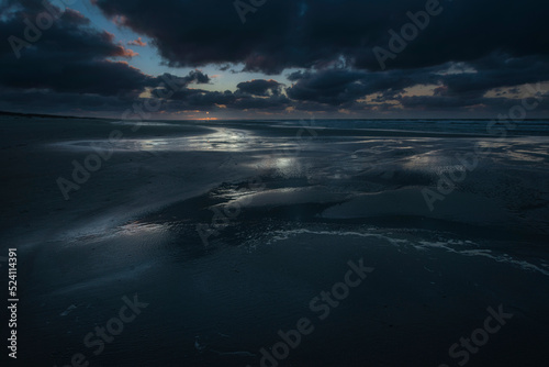 Dark Sea with clouds at night
