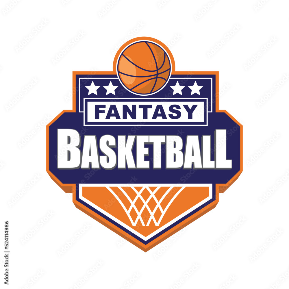Fantasy Basket Ball badge logo design