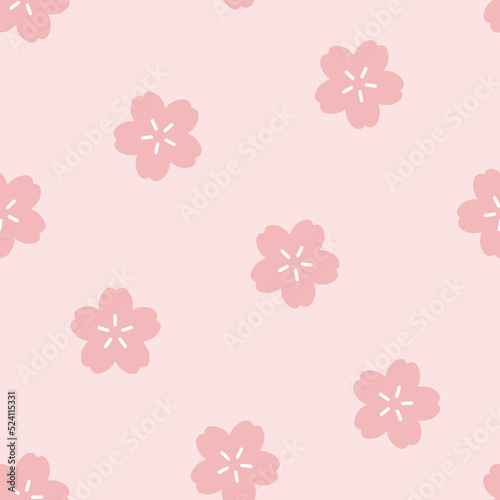 Seamless pattern with Japanese Sakura flowers. Traditional print with cherry blossoms.