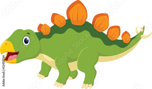 Happy stegosaurus dinosaur cartoon isolated on white background