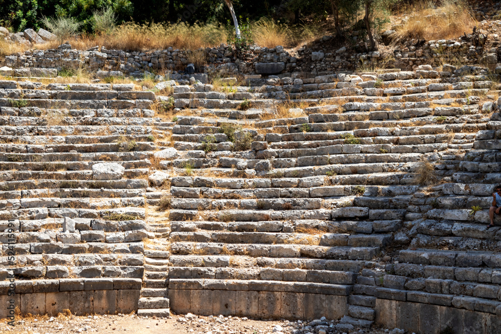 historical amphitheater steps, close-up. Antalya, Turkey. historical amphitheater steps, close-up. Antalya, Turkey.